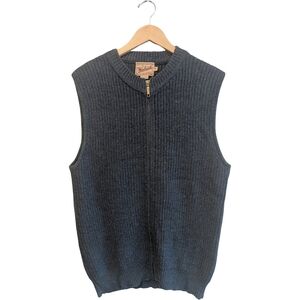 Woolrich Vintage Unisex Zip-Up Dark Teal Sweater Vest, Hand Loomed (M/M W/L)